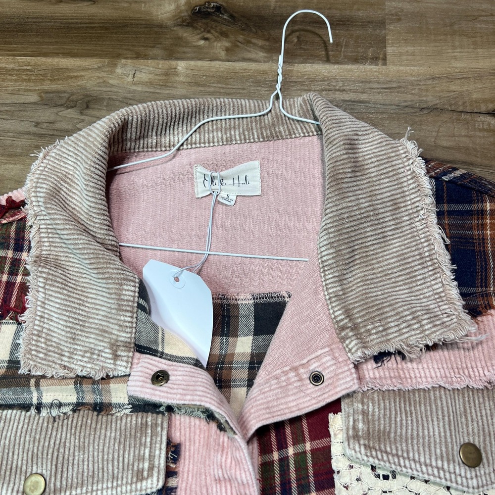 Oli &Hali Washed Patchwork Star Corduroy Jacket S – Plaid Flannel Boho Shacket R - Picture 6 of 16